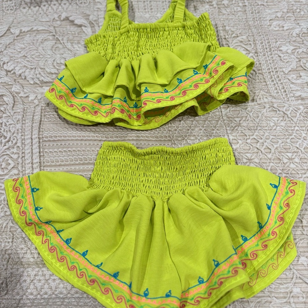 Vibrant Lime Green Two-Piece Outfit